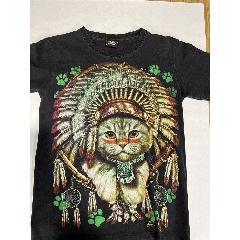 Caballo Size Small Black “Chief Cat” Vibrant Color T-Shirt!!! (S1)